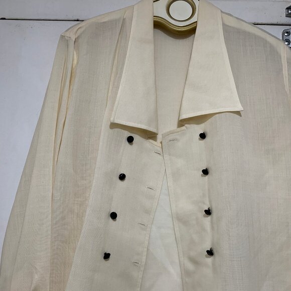 VINTAGE JAEGER DOUBLE BREAST FORMAL WOOL SHIRTS SIZE L - Picture 5 of 8